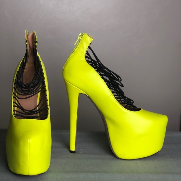 neon green platform heels